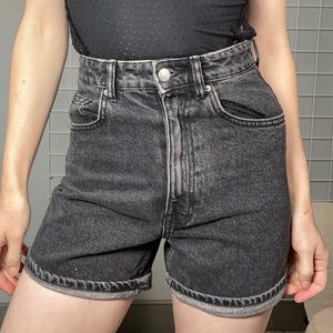 ZARA Black High-Rise Denim Shorts